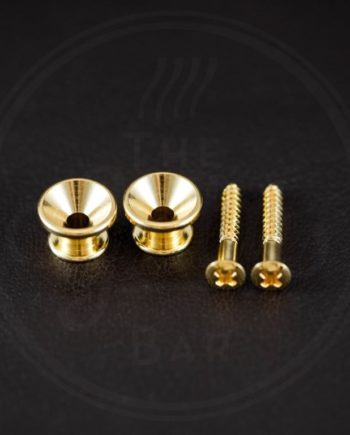 Boston strap button, metal, gold, with screw, V-model, diameter 14mm, 2-pack