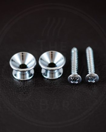 Boston strap button, metal, chrome, with screw, V-model, diameter 14mm, 2-pack