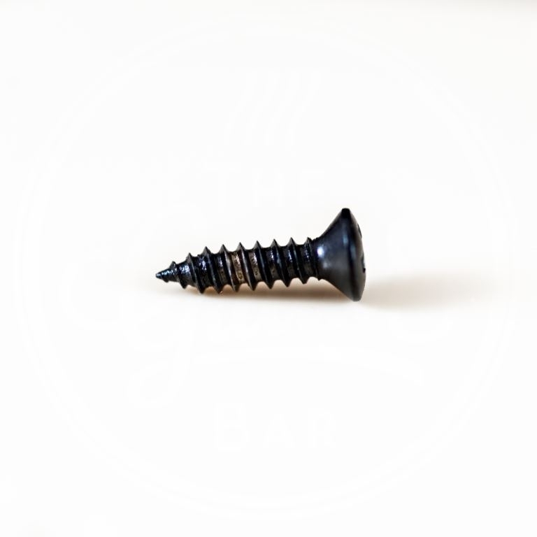 Boston screw black, 3x12mm, oval countersunk, tapping, for pickguard