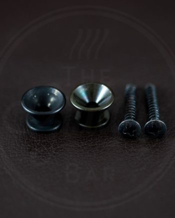 Boston strap button, metal, black, with screw, V-model, diameter 14mm, 2-pack