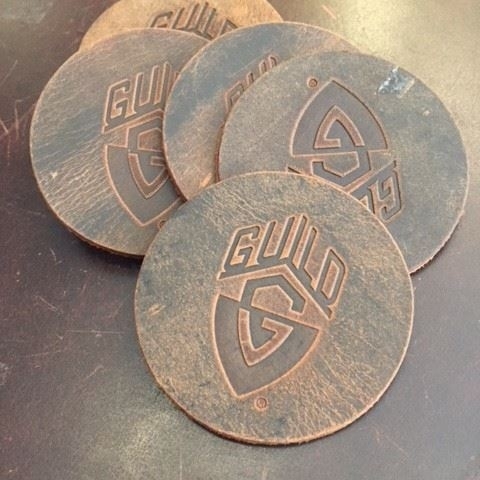 Guild leather drink coaster brown