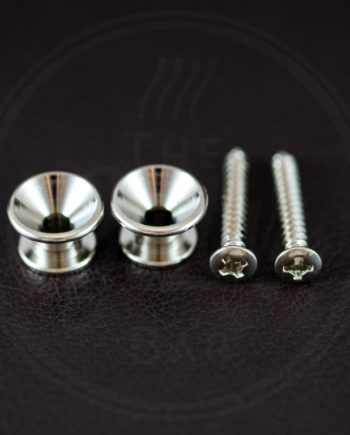 Boston strap button, metal, nickel, with screw, V-model, diameter 14mm, 2-pack