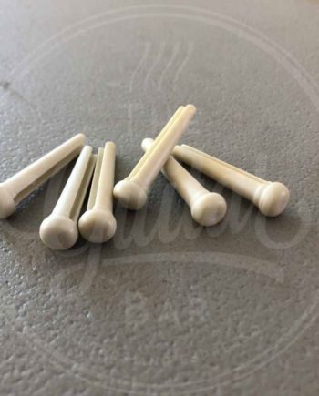 GraphTech Traditional style bridge pins, set of 6, white with 2mm mother of pearl inlay