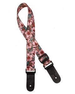Gaucho Standard Series ukulele strap with pink flowers