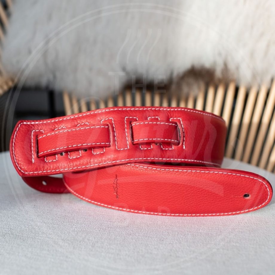 Kaffa guitarstrap simply red - leather