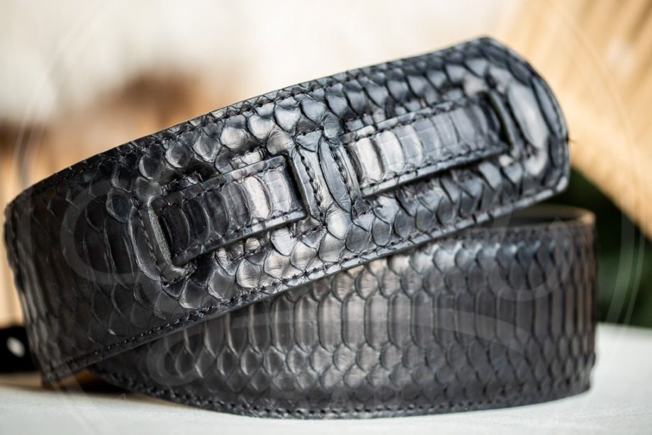 Kaffa guitarstrap Python leather - black