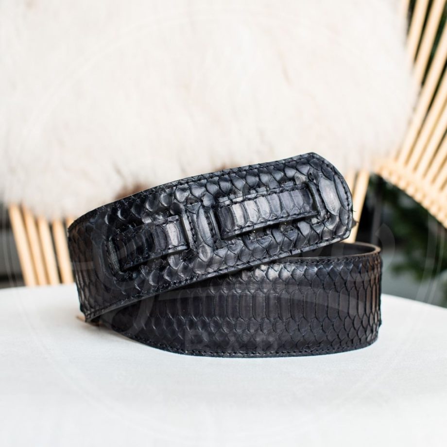 Kaffa guitarstrap Python leather - black