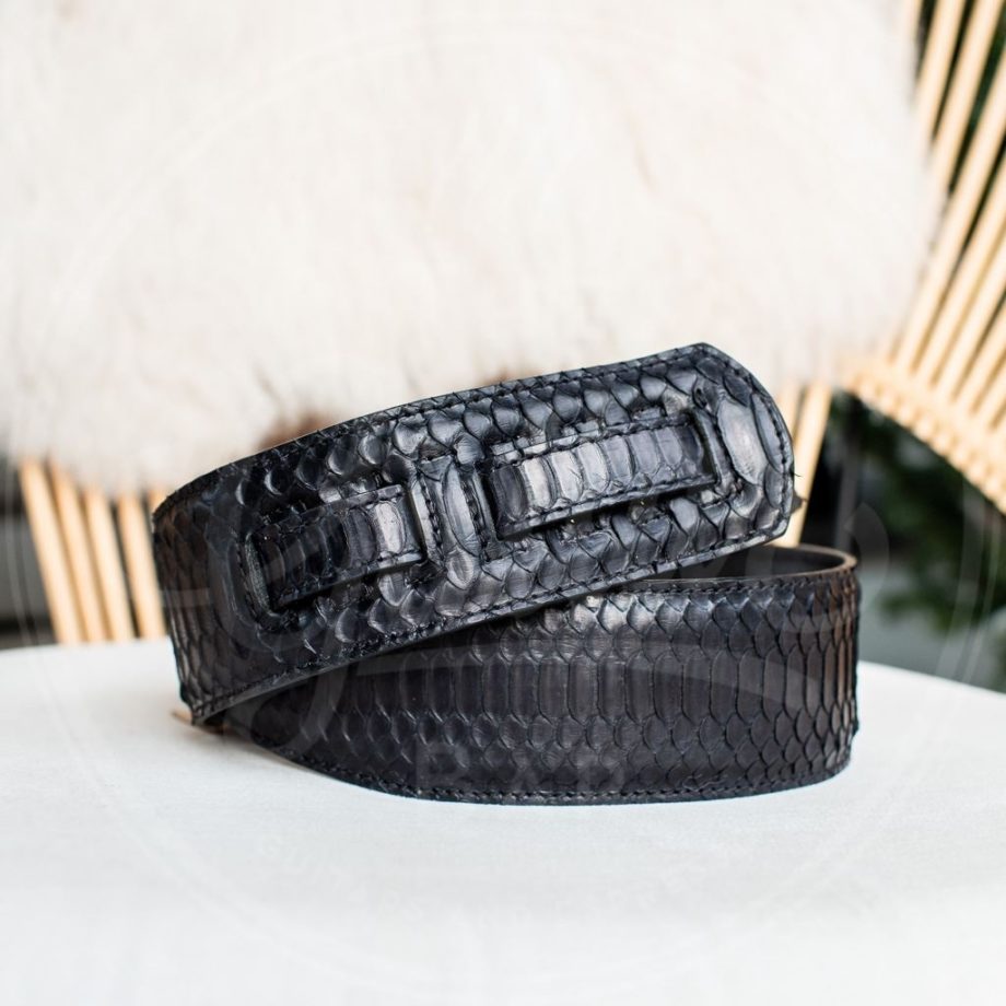 Kaffa guitarstrap Python leather - black