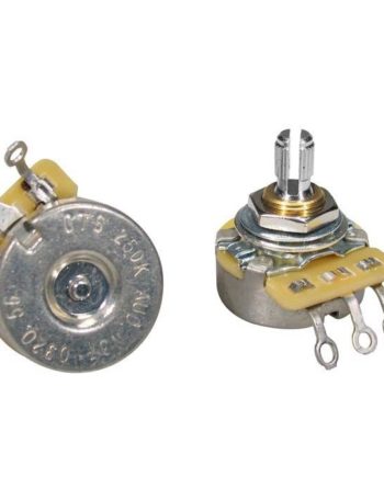 CTS USA 250K audio potentiometer, short bushing .250", 3/8" diam., USA style dished back, pickguard