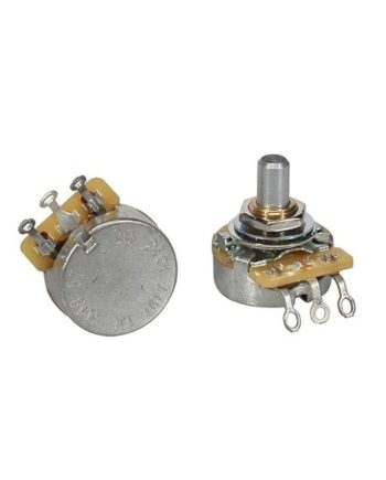 CTS USA 250K audio potentiometer, solid shaft, short bushing .250", 3/8" diameter, pickguard mount