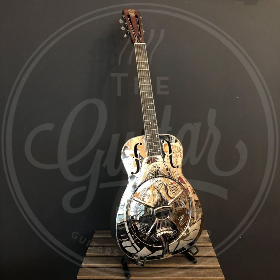 Royall bell brass body single cone resonator WEST END, 14 frets, etched nickel finish, with softcase