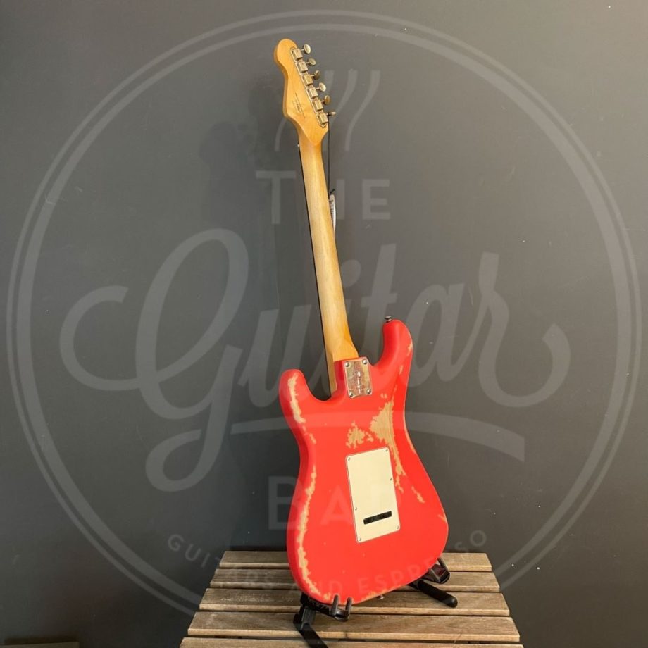 Vintage V6 ICON Electric Guitar ~ Distressed Firenza Red