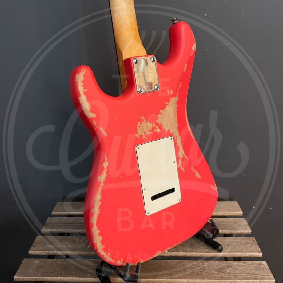 Vintage V6 ICON Electric Guitar ~ Distressed Firenza Red