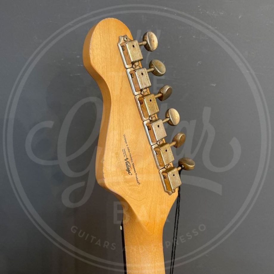 Vintage V6 ICON Electric Guitar ~ Distressed Firenza Red