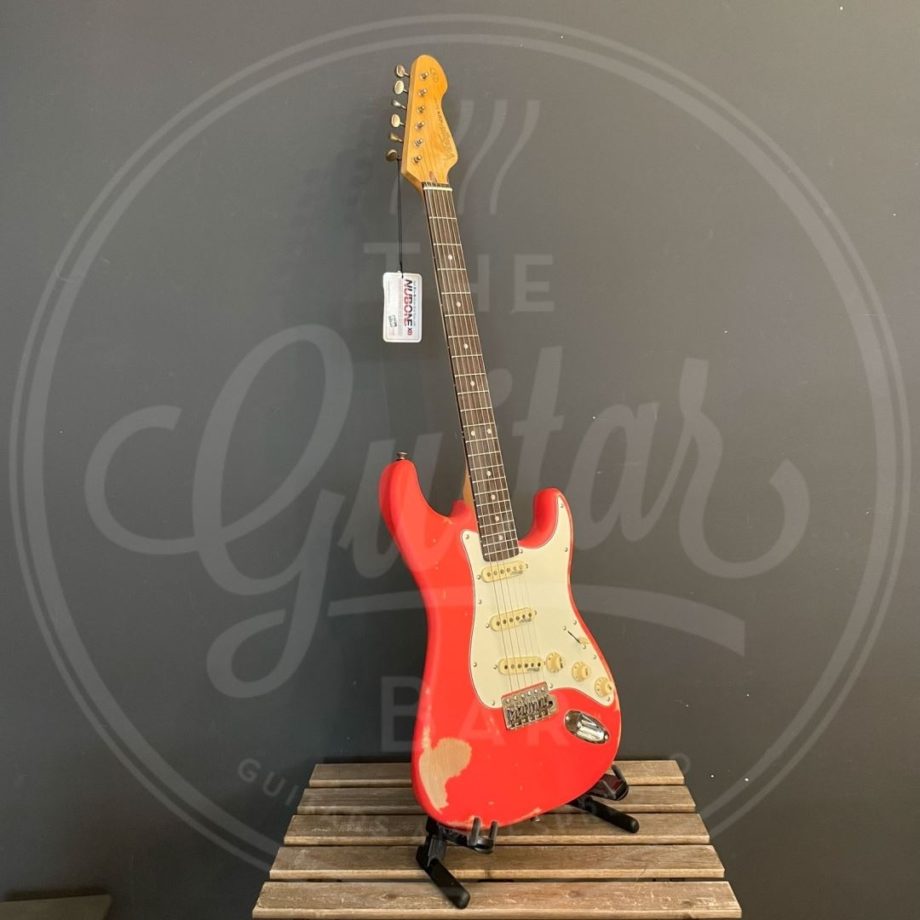 Vintage V6 ICON Electric Guitar ~ Distressed Firenza Red