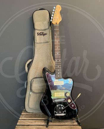 Vintage V65 ReIssued Vibrato Electric Guitar ~ Gloss Black with gigbag
