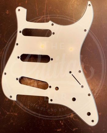 Boston ST-313-VW Strat-style, 3-ply, Vintage White, standard SSS, 3 pot holes, 3-5-way switch