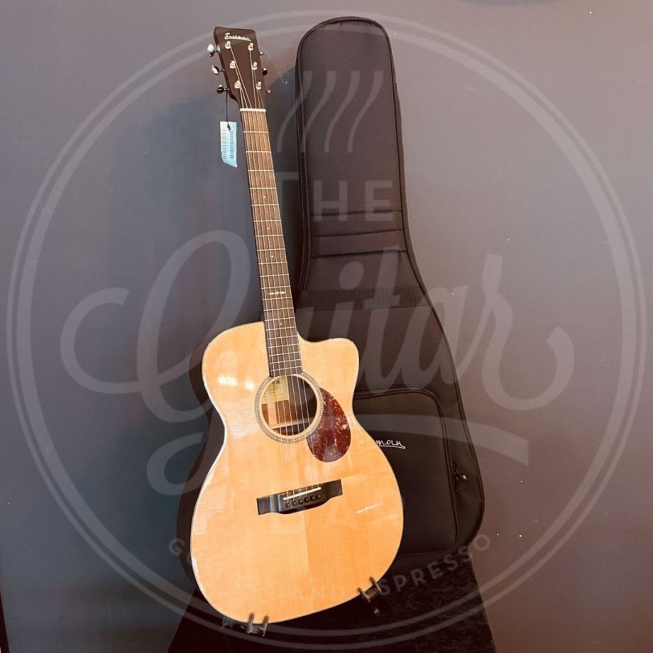 Eastman OM, Cutaway Electric, Thermo-Cured Sitka Spruce/Quilted Sapele, TrueTone Gloss Finish, Fishman Sonitone