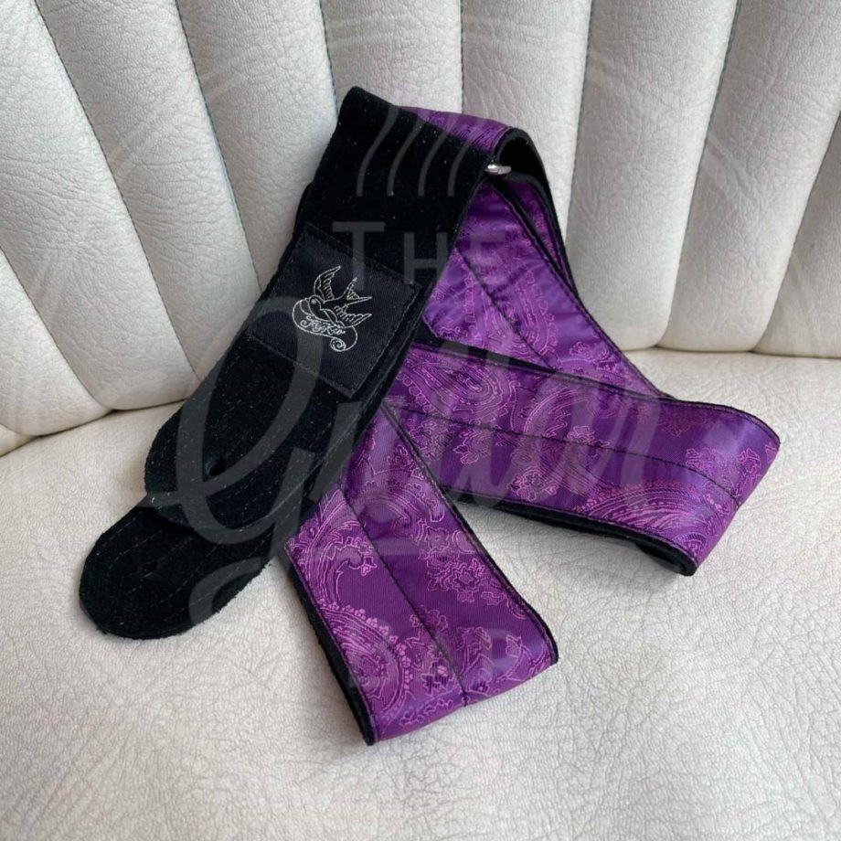 Jaykco Purple Paisley on Black Suede