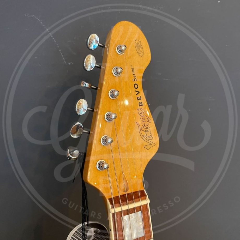 VINTAGE REVO SERIES SURFMASTER 90 GUITAR - METALLIC SILVER