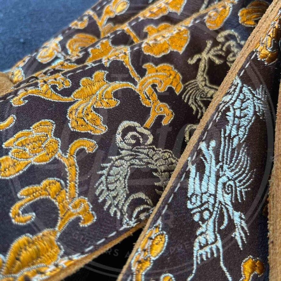 Jaykco Orange and gold dragon on brown